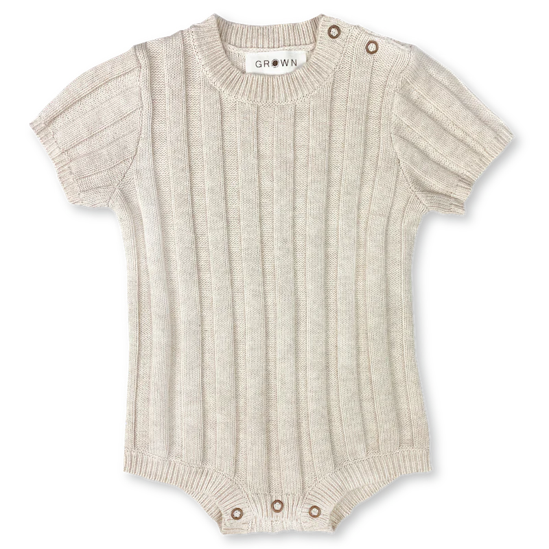 US stockist of Grown Clothing's short sleeve, wide rib tee bodysuit in Coconut