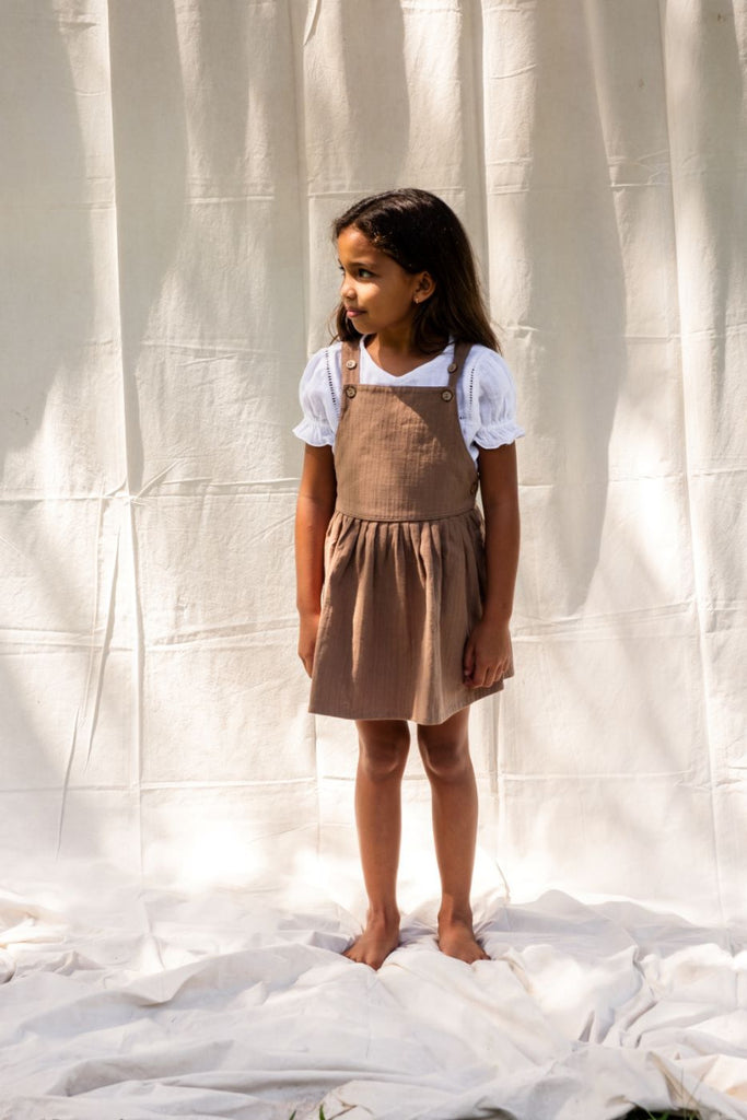 US stockist of Illoura the Label's Anouk Pinafore in Chocolate