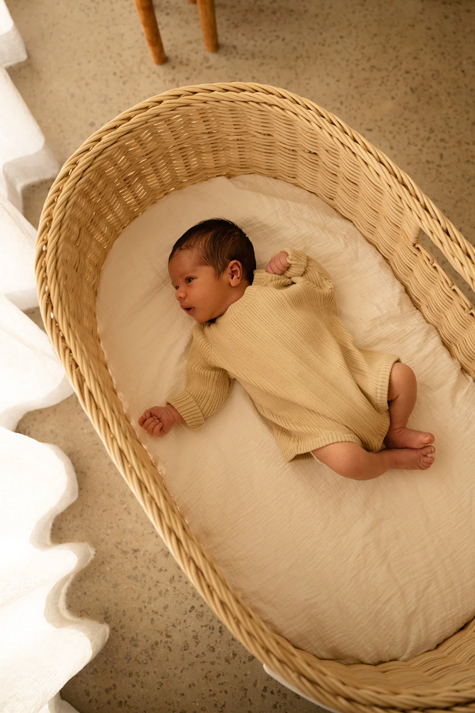 US stockist of Grown's gender neutral, organic ribbed bodysuit in Oyster
