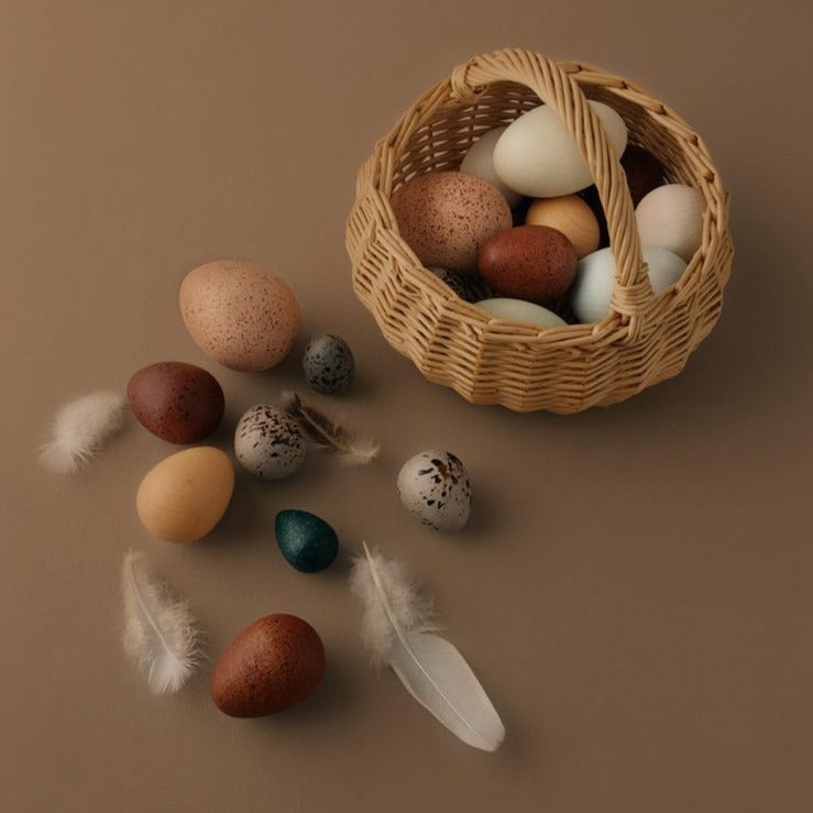 US stockist of Moon Picnic's Dozen Bird Eggs in a basket.