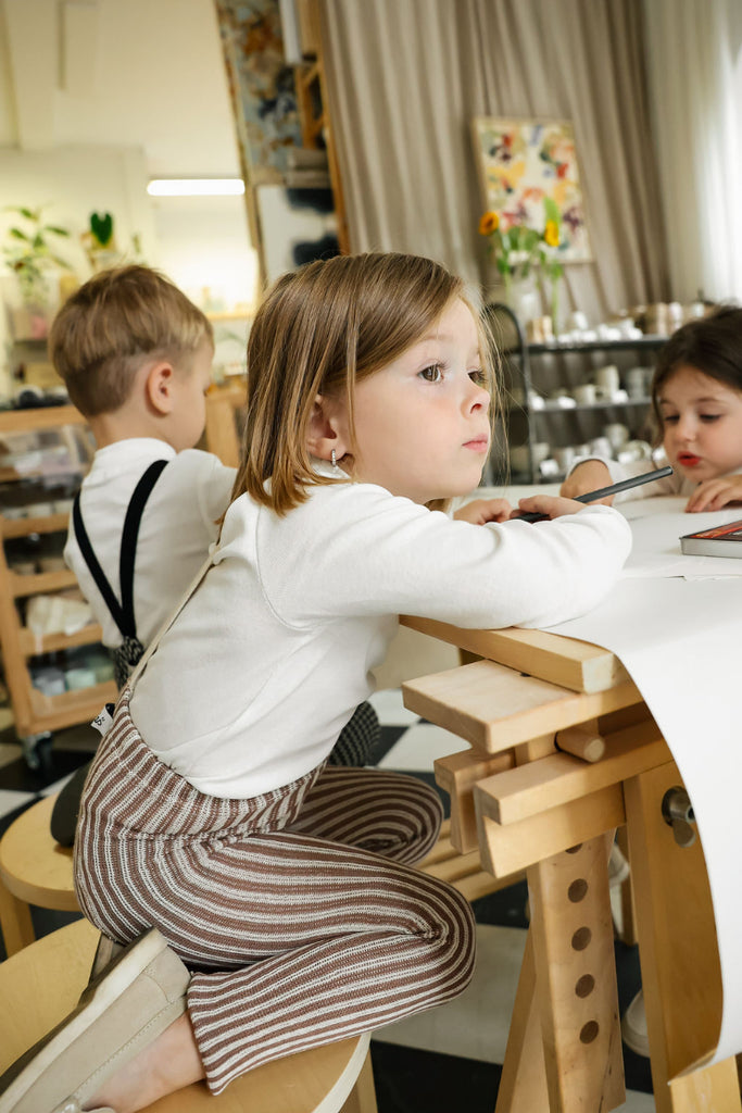 US stockist of Silly Silas' special edition cotton footless tights in Granola x Cream Striped