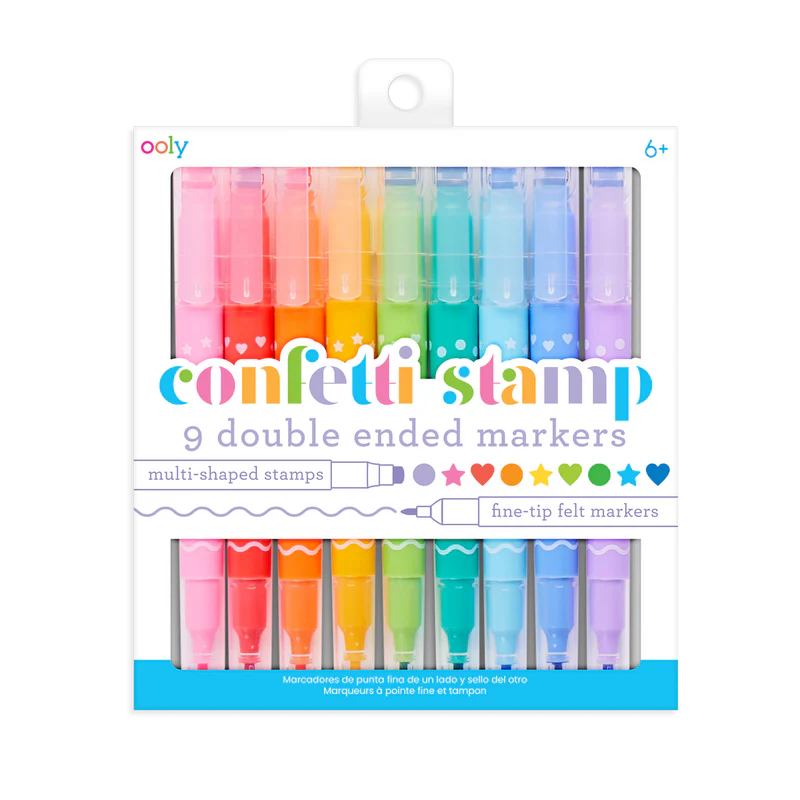 US stockist of Ooly's set of 9 Confetti Stamp Double Ended Markers