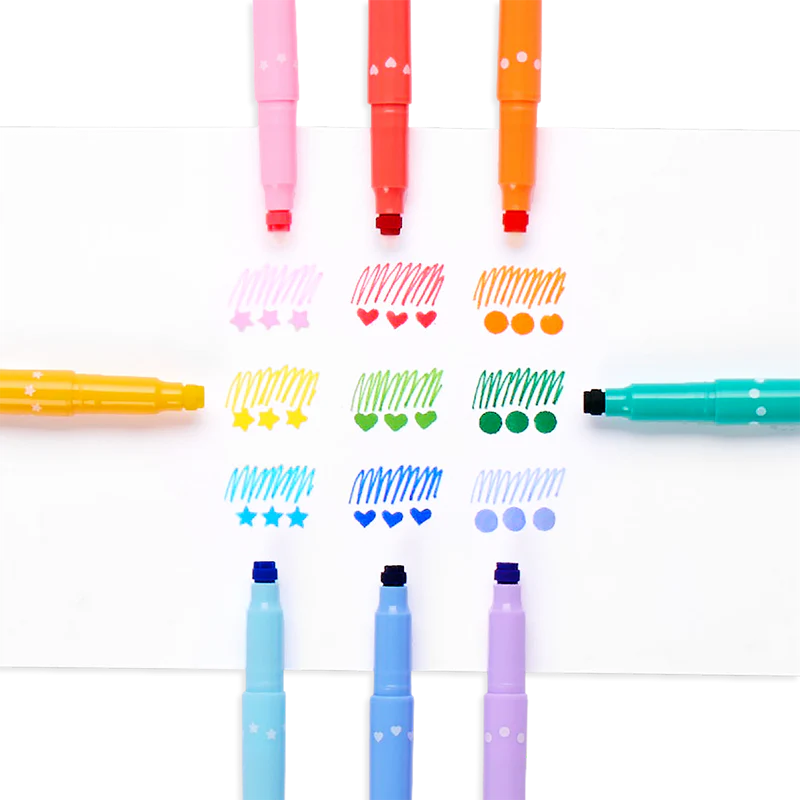 US stockist of Ooly's set of 9 Confetti Stamp Double Ended Markers