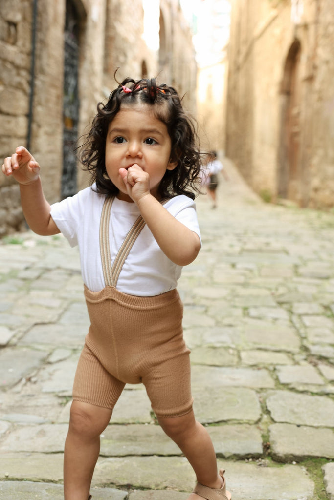 US stockist of Silly Silas' Light Brown Striped Shorty Tights