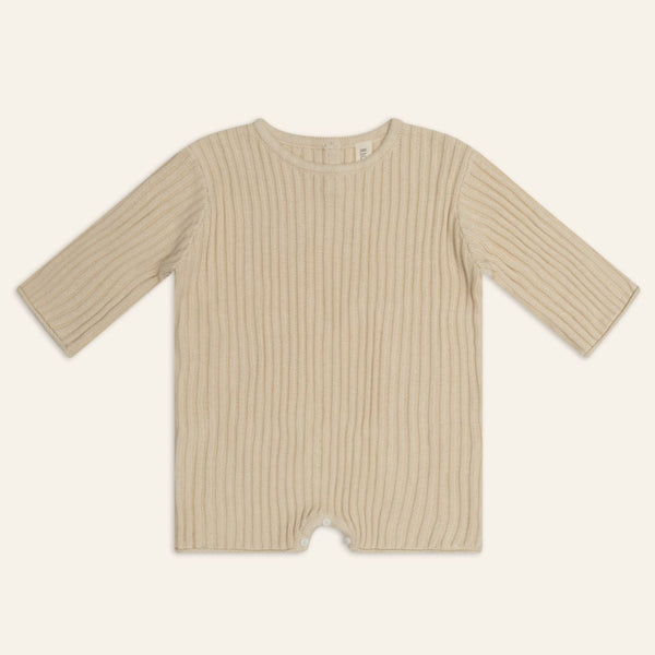 US stockist of Illoura the Label's long sleeve essential knits romper in Biscuit