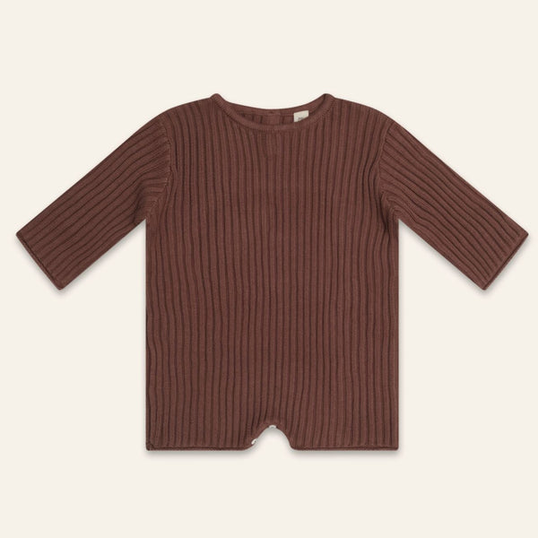 US stockist of Illoura the Label's long sleeve essential knit romper in Cocoa