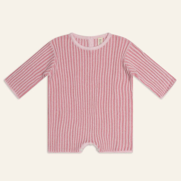 US stockist of Illoura the Label's long sleeve essential knit romper in Strawberry Stripe