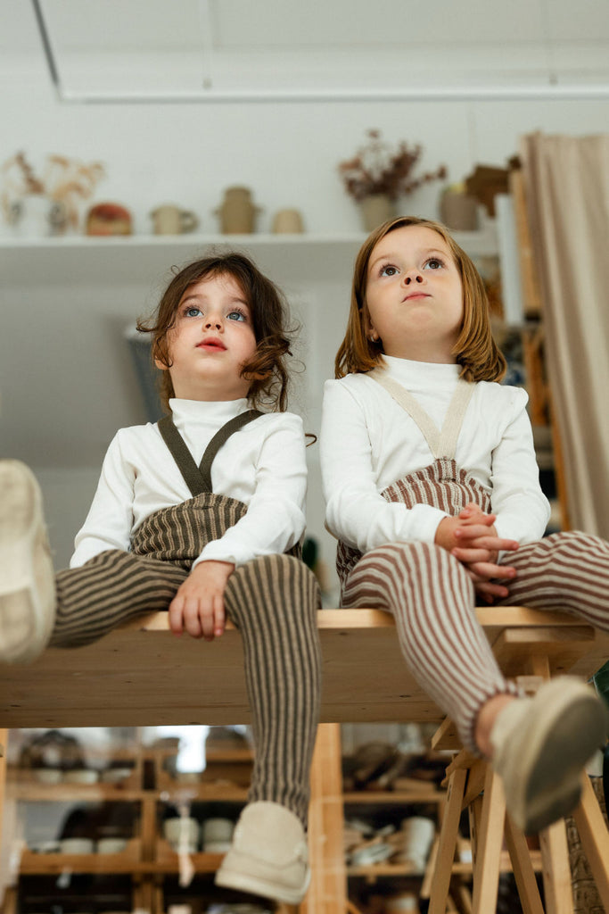 US stockist of Silly Silas' special edition cotton footless tights in Granola x Cream Striped