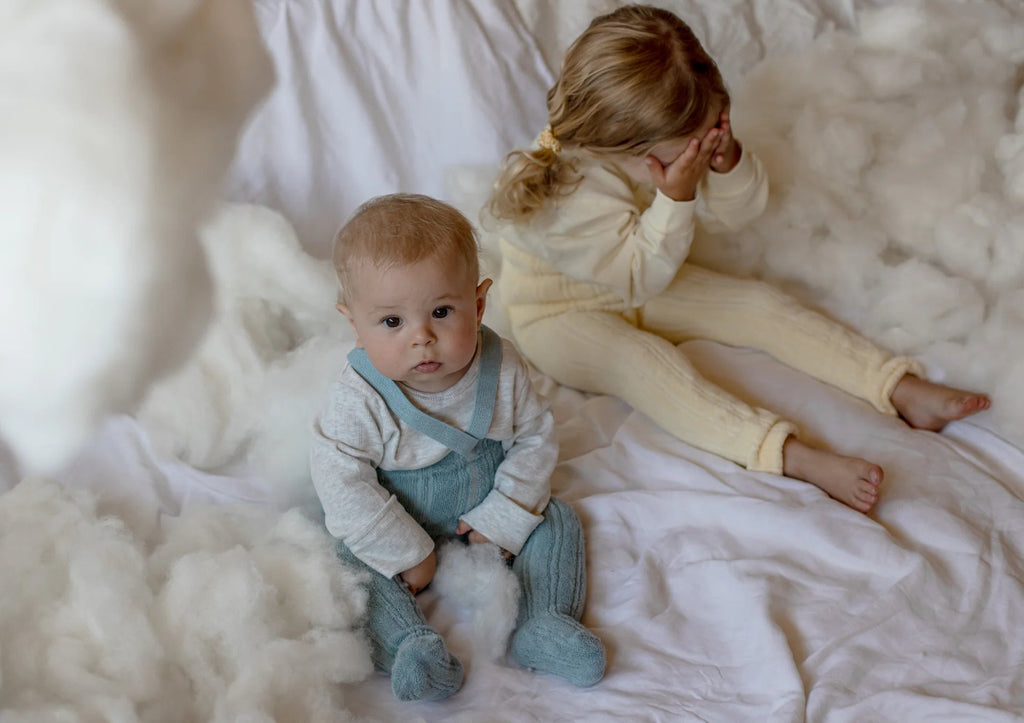 US stockist of Silly Silas' Misty Blue Granny Teddy Footed Tights
