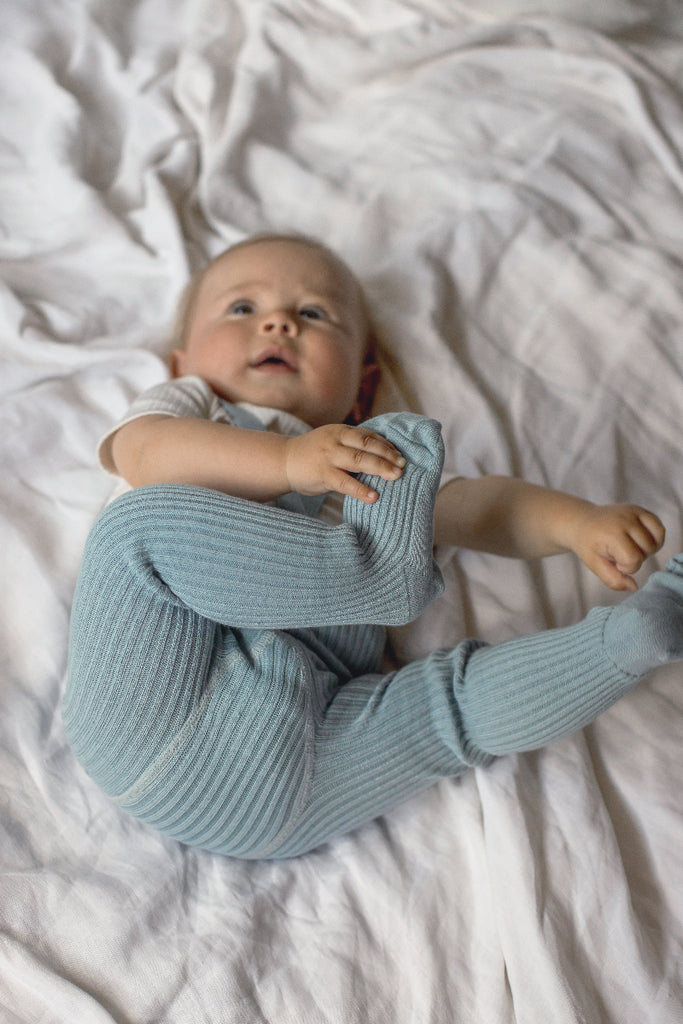 US stockist of Silly Silas' Misty Blue Hippy Footed Tights