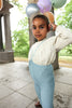 US stockist of Silly Silas' Misty Blue Cotton Footless tights with patterned braces