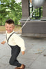 US stockist of Silly Silas' Dark Grey cotton footless tights with LOVE patterned braces