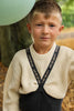 US stockist of Silly Silas' Dark Grey cotton footless tights with LOVE patterned braces