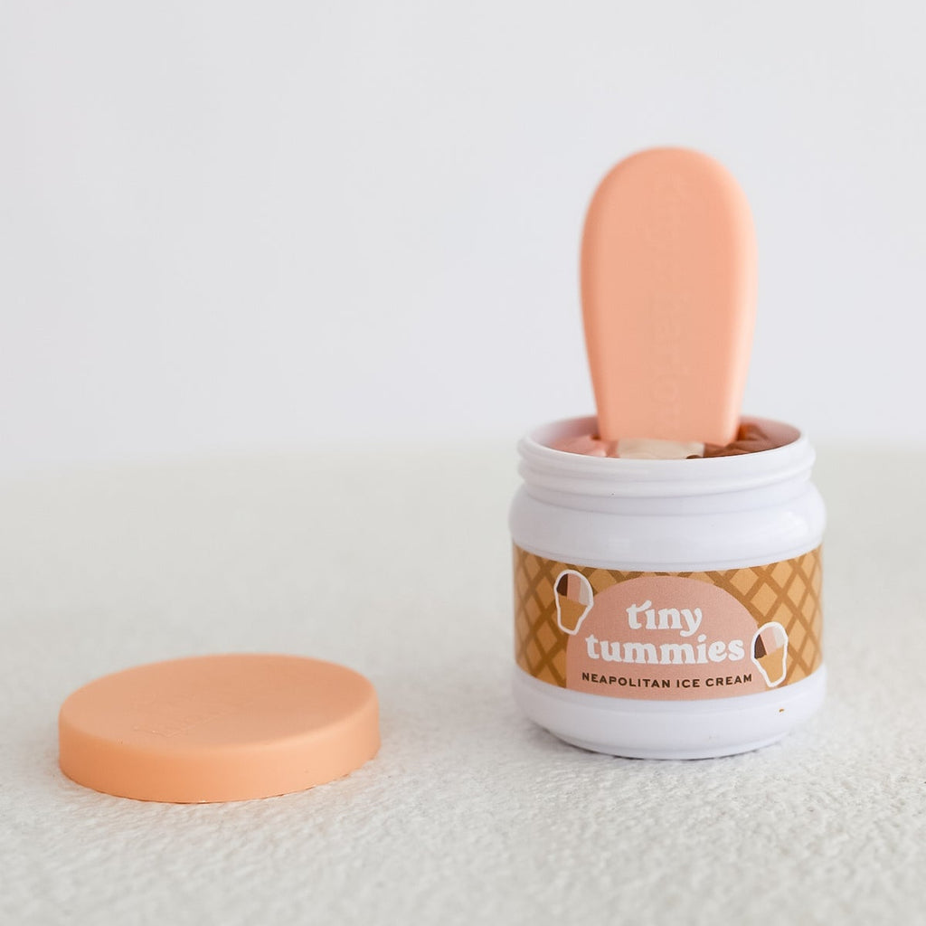 US stockist of Tiny Harlow's Tiny Tummies Neapolitan Icecream Jar with Magic Spoon