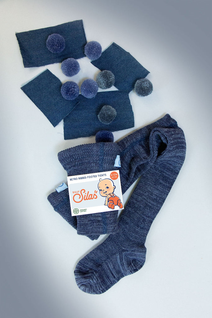 US stockist of Silly Silas' Denim Cotton Footed tights.