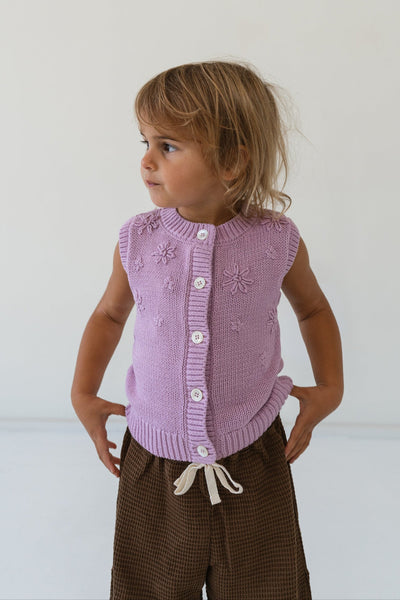 US stockist of Illoura the Label's Mauve Floral Knit Vest
