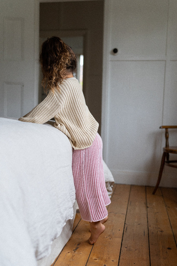 US stockist of Illoura the Label's essential knit pants in Strawberry Stripe