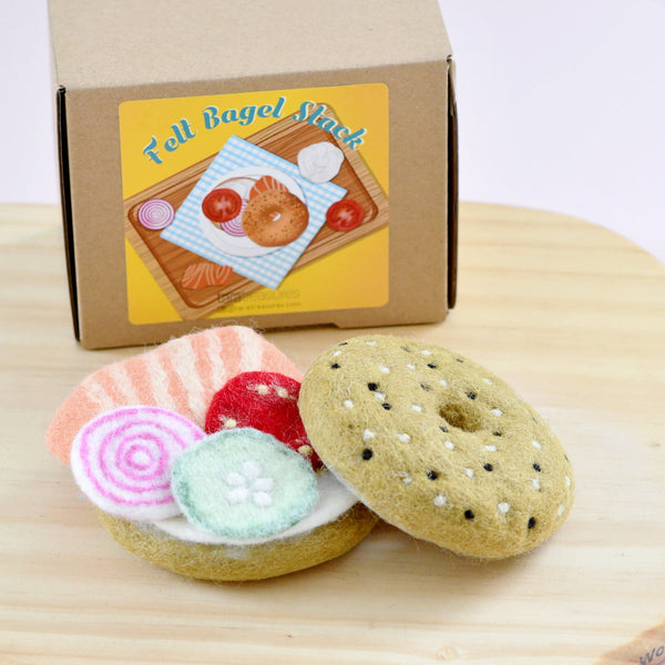 US stockist of Tara Treasures felt wool Bagel Stack play food set