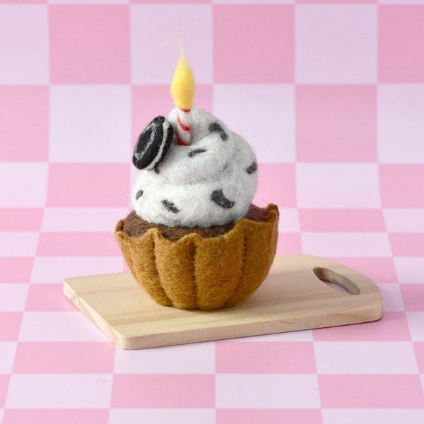 US stockist of Tara Treasures felt giant orea cupcake with candle