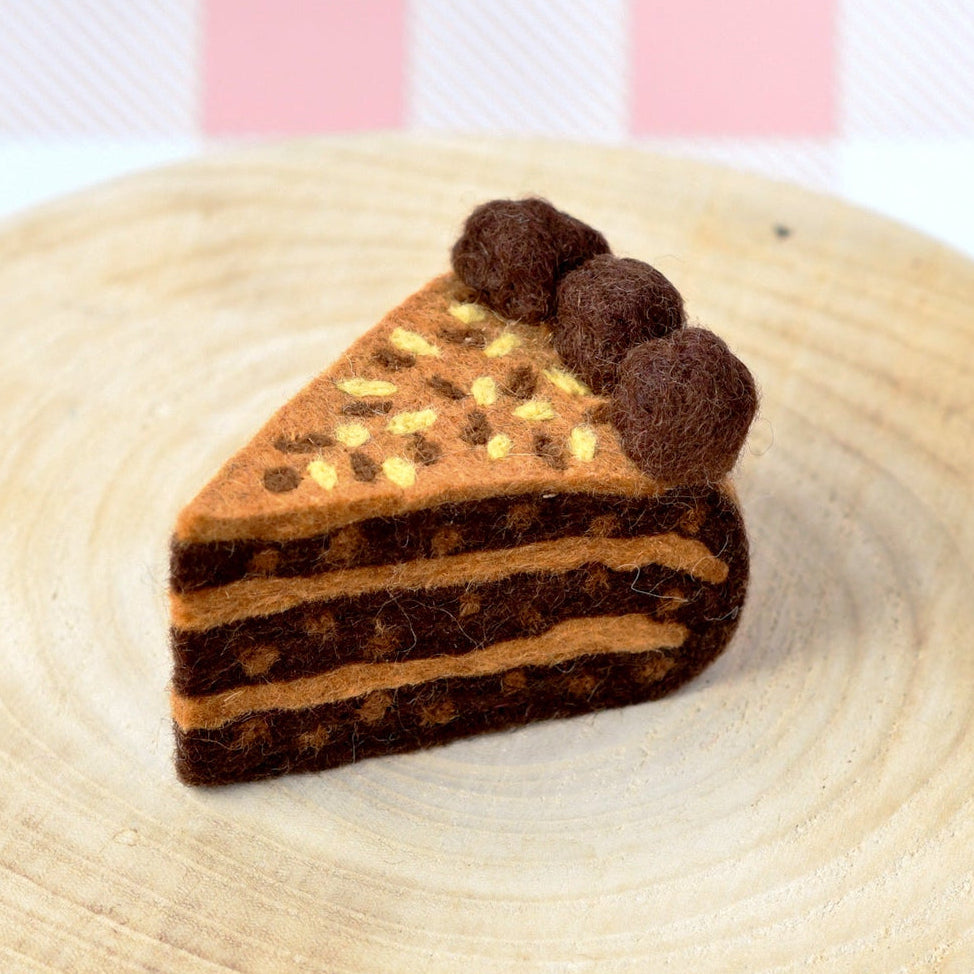 US stockist of Tara Treasures' felt wool German chocolate cake slice.