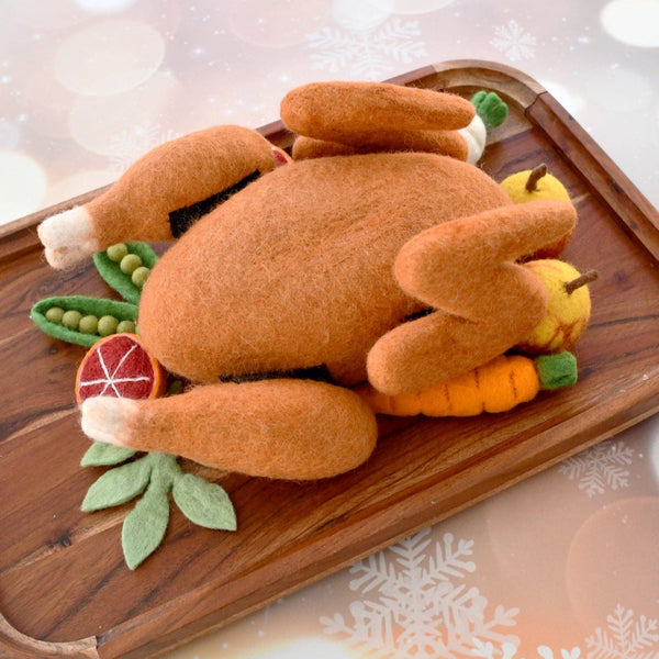 US stockist of Tara Treasures felt Roast Turkey play food set