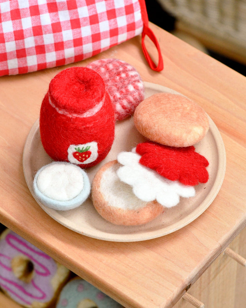 US Stockist of Tara Treasures felt Strawberry Jam and Scones Play Food Set