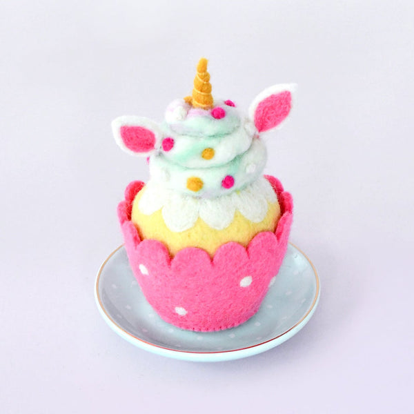 US stockist of Tara Treasures' Pink felt unicorn cupcake