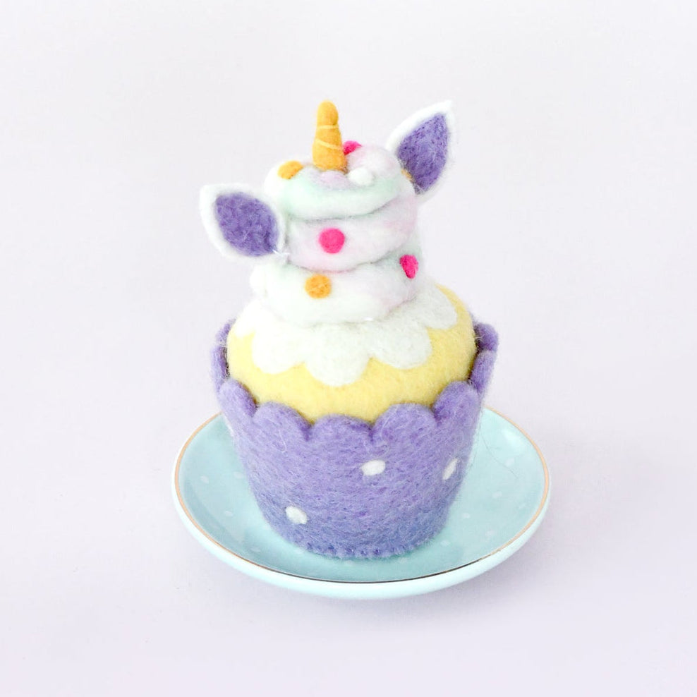 US stockist of Tara Treasures' purple felt unicorn cupcake