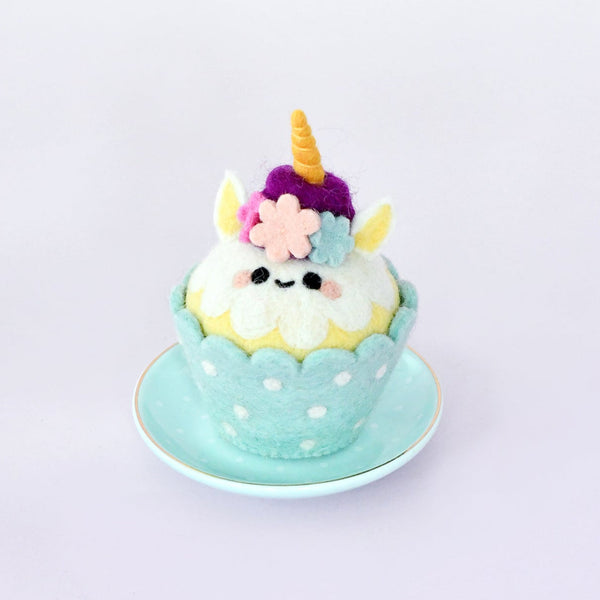 US stockist of Tara Treasures' felt unicorn cupcake with purple hair