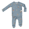 Stockist of Bonsie Babywear's Footed   "Ahoy Baby" kimono style romper featuring a print of sailboats