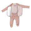 Stockist of Bonsie Babywear's Footed   muted pink kimono style romper featuring a print of stars