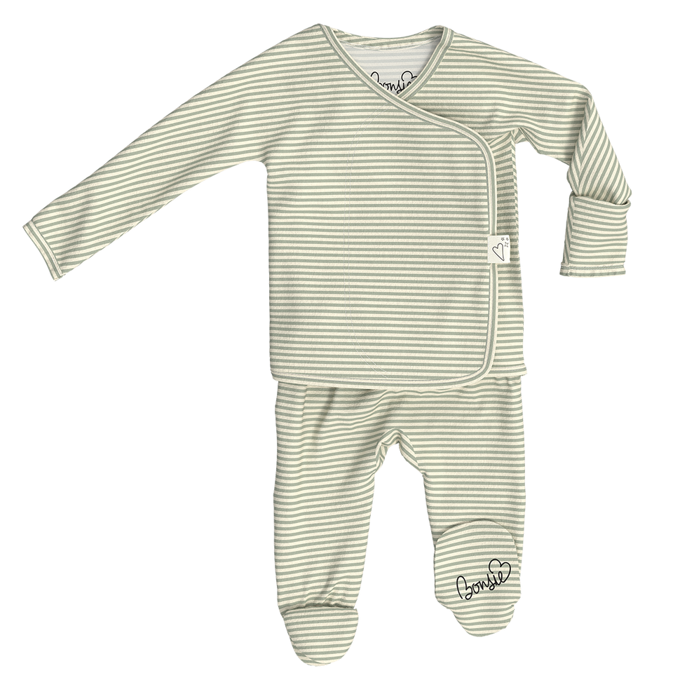 Stockist of Bonsie's Mint Twist Footed Kimono Romper