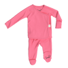 Stockist of Bonsie Babywear's Footed, vibrant "Pinky Promise" kimono style romper 