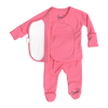 Stockist of Bonsie Babywear's Footed, vibrant "Pinky Promise" kimono style romper 