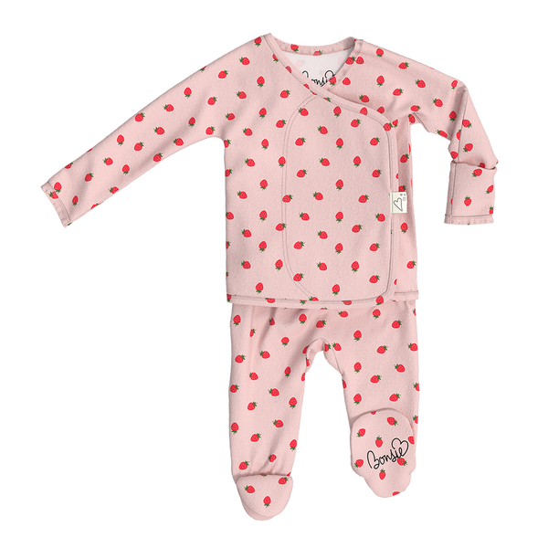 Stockist of Bonsie Babywear's Footed Strawberries romper