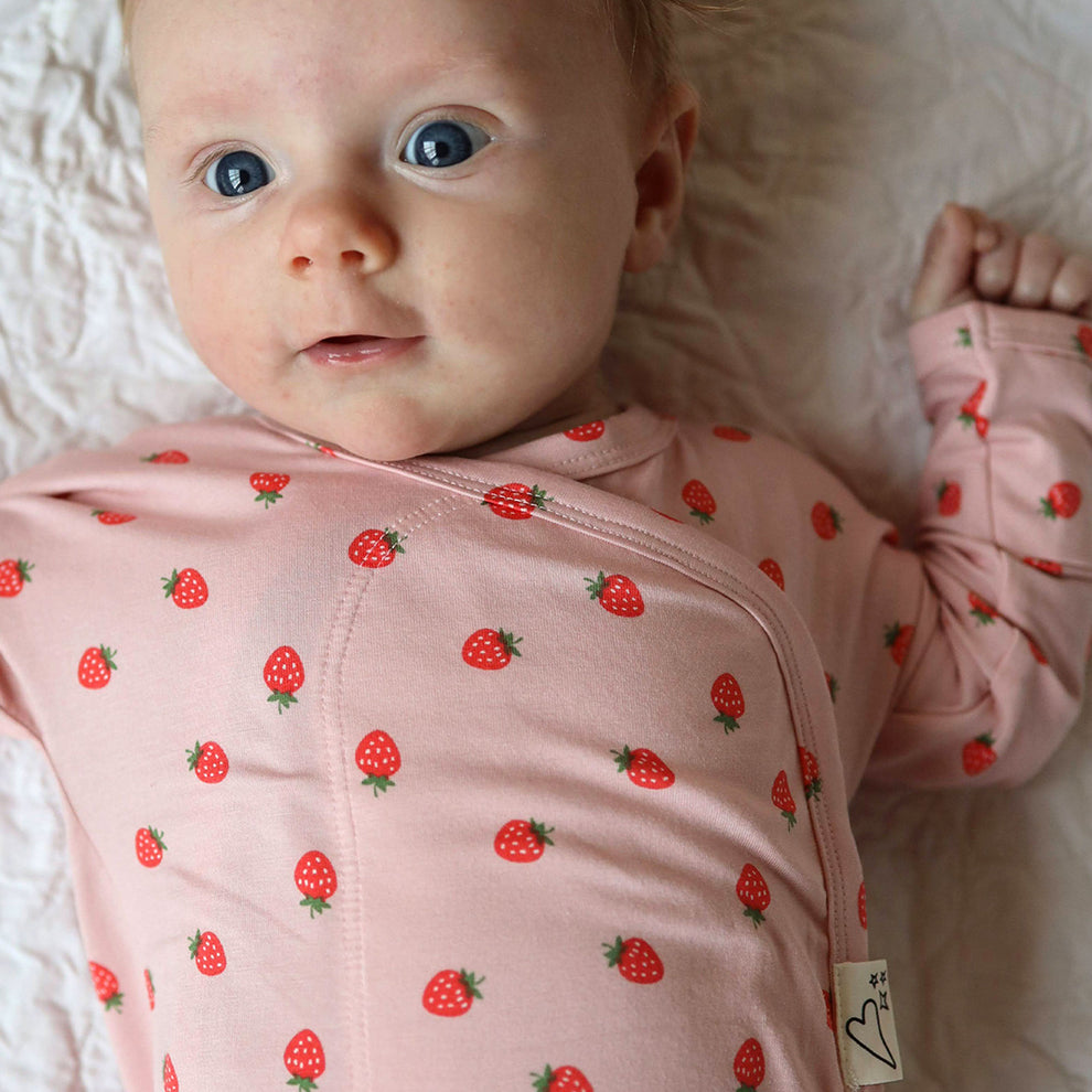 Stockist of Bonsie Babywear's Footed Strawberries romper
