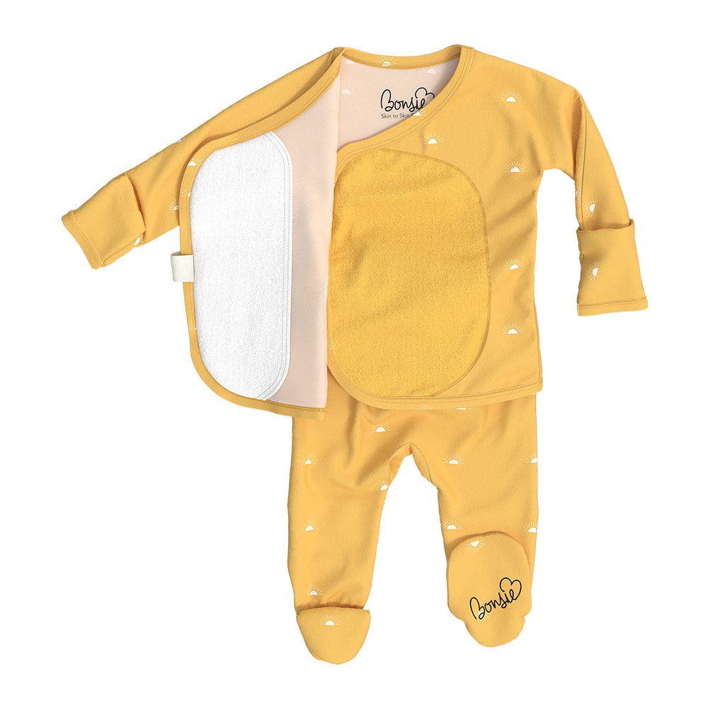 US stockist of Bonsie's Sunrise footed romper.