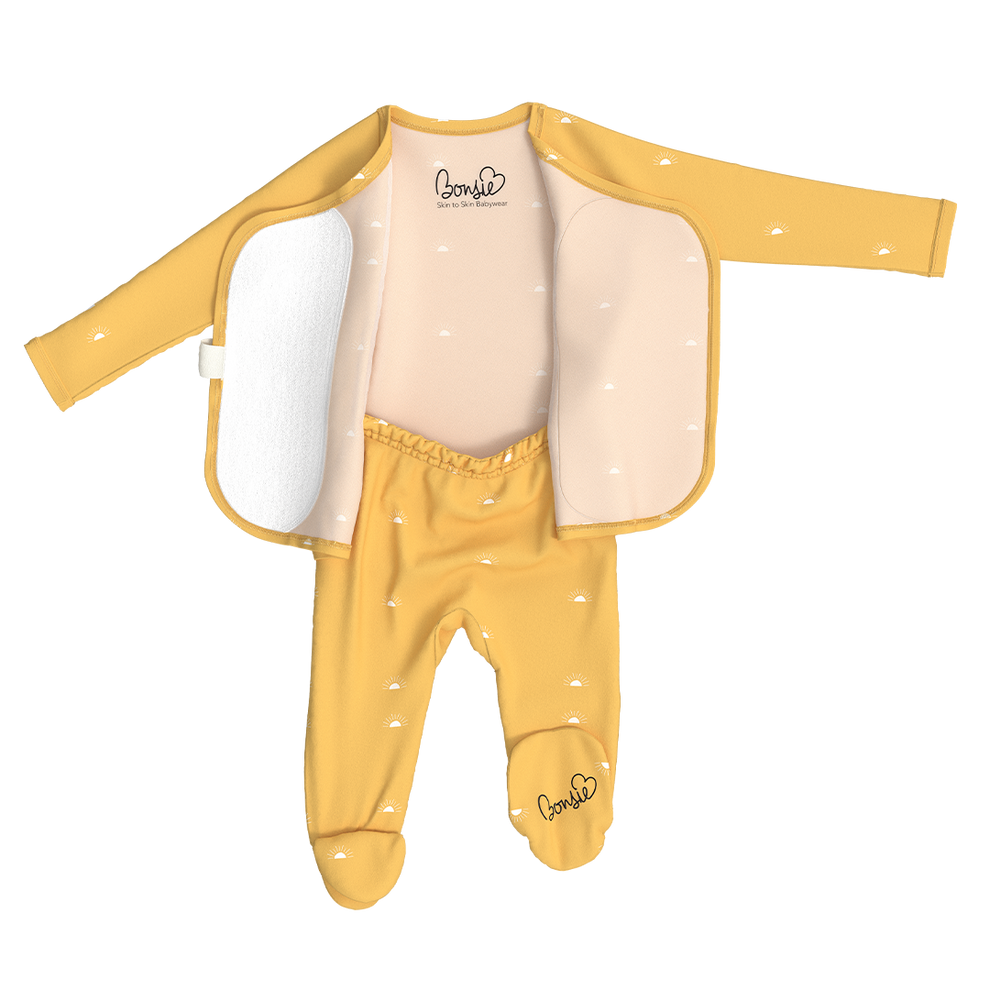 US stockist of Bonsie's Sunrise footed romper.