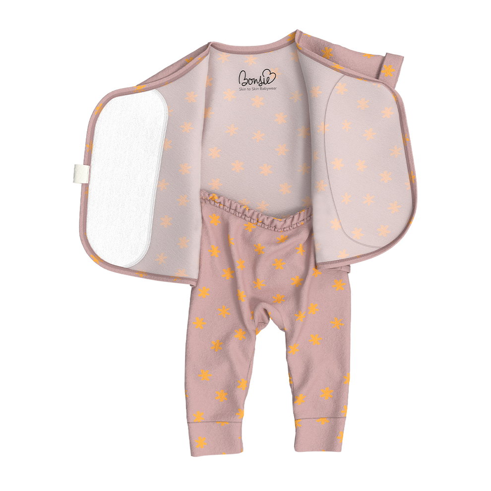 Stockist of Bonsie's Footless, sleeveless "Galaxy Gleam" kimono romper featuring star print