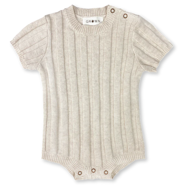 US stockist of Grown Clothing's short sleeve, wide rib tee bodysuit in Coconut