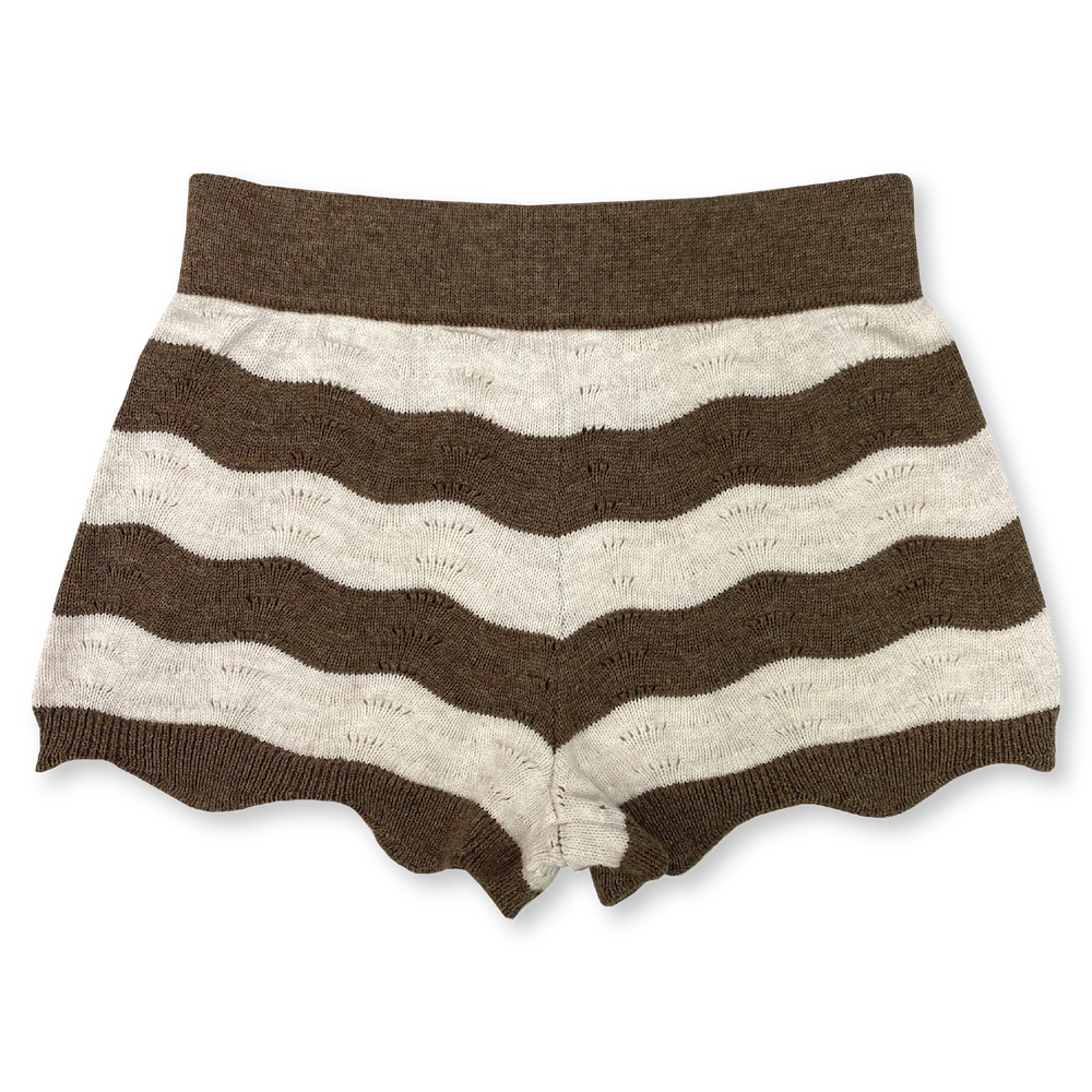 US stockist of Grown Clothing's knit shorts in Mud/Coconut