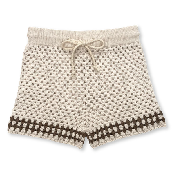 US stockist of Grown Clothing's hand crochet "Coconut" Shorts.