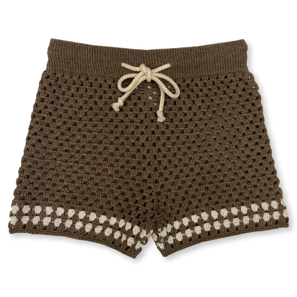 US stockist of Grown Clothing's hand crocheted "Mud" shorts