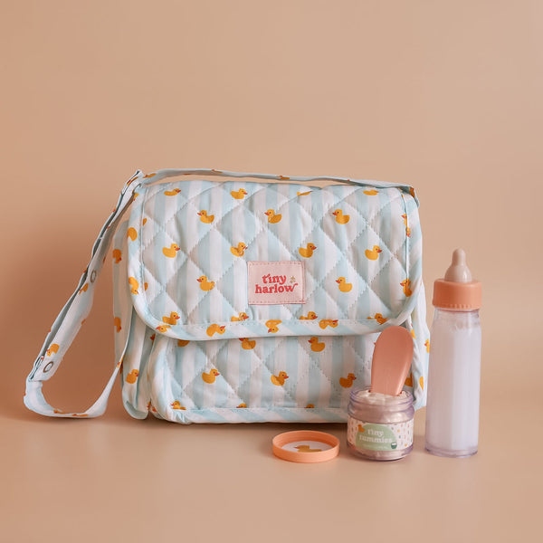 US stockist of Tiny Harlow's 6 piece Tiny Nurturers set in Blue Ducky