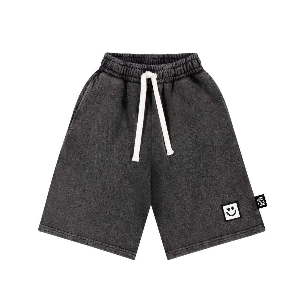 US stockist of Little Man Happy's Washed Black long shorts