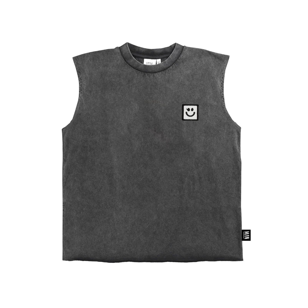 US stockist of Little Man Happy's Wash Black LMH tank top