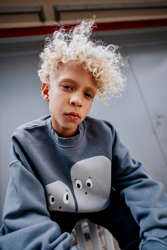US stockist of Little Man Happy's Loading Boo Dark Grey Sweater