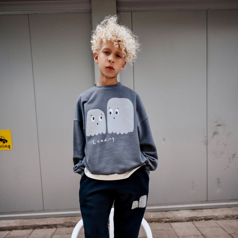 US stockist of Little Man Happy's Loading Boo Dark Grey Sweater