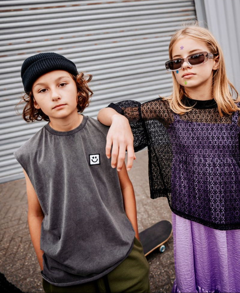 US stockist of Little Man Happy's Wash Black LMH tank top