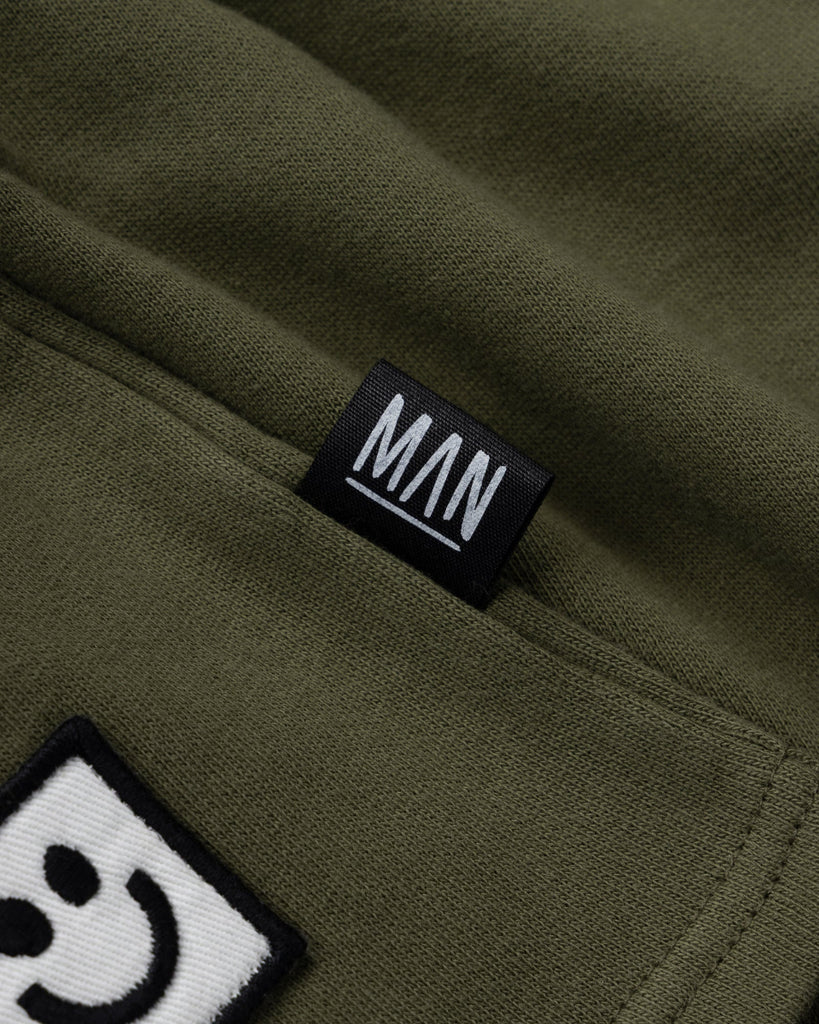 US stockist of Little Man Happy's Green Mud long shorts